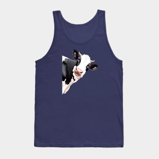 Cartoon Style Black And White Dairy Cow Tank Top